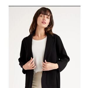 Quince Women's 100% Organic Cotton Luxury Knit Blazer Black 1X Brand New #22